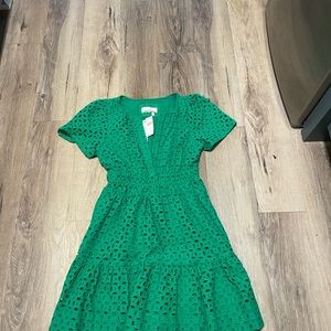 NWT Anthropologie emerald green Somerset eyelet dress Size XS Petite